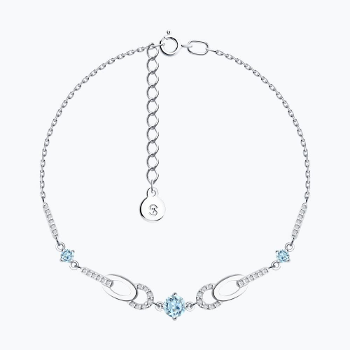 Серебряный браслет  с топазом и фианитом Серебряный браслет  с топазом и фианитом