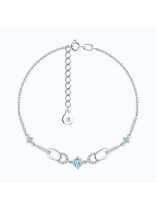 Серебряный браслет  с топазом и фианитом