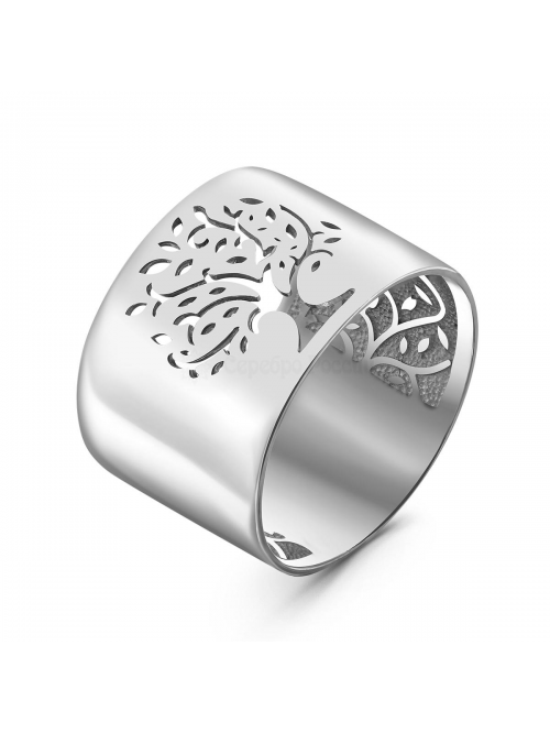 Кольцо широкое "Дерево жизни" из серебра