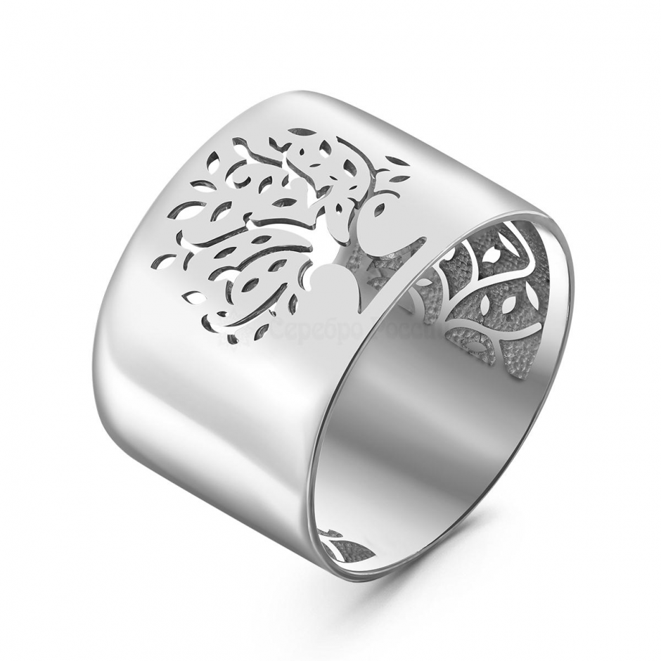 Кольцо широкое "Дерево жизни" из серебра