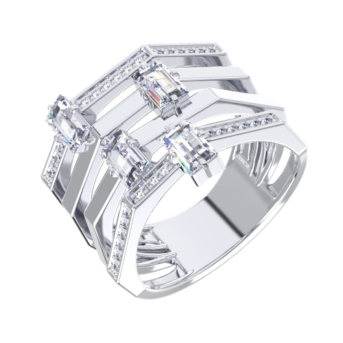 Кольцо из серебра с фианитами