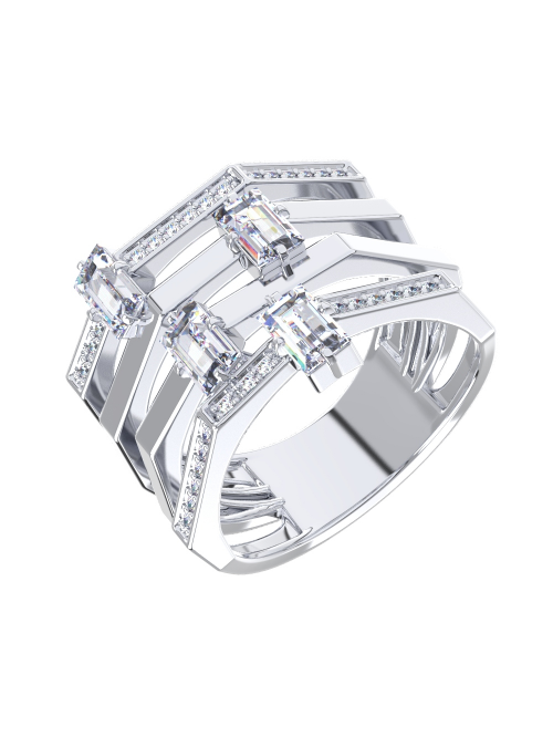 Кольцо из серебра с фианитами