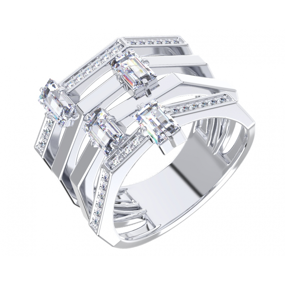 Кольцо из серебра с фианитами