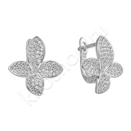 Серьги из серебра с фианитами