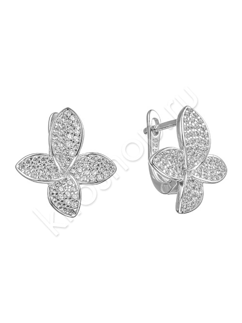 Серьги из серебра с фианитами