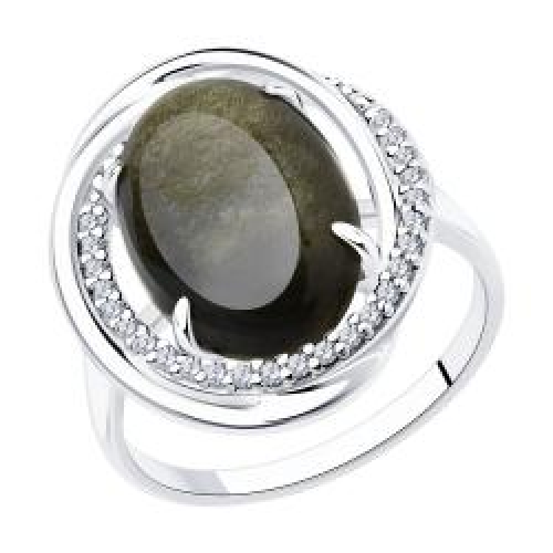 Кольцо из серебра с обсидианом