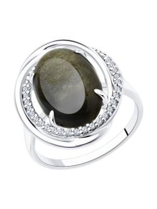 Кольцо из серебра с обсидианом