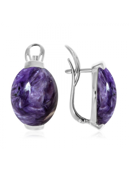 Серьги из серебра с чароитами