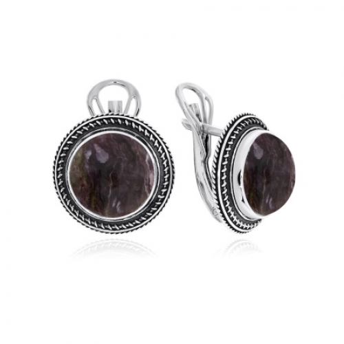Серьги из серебра с чароитами