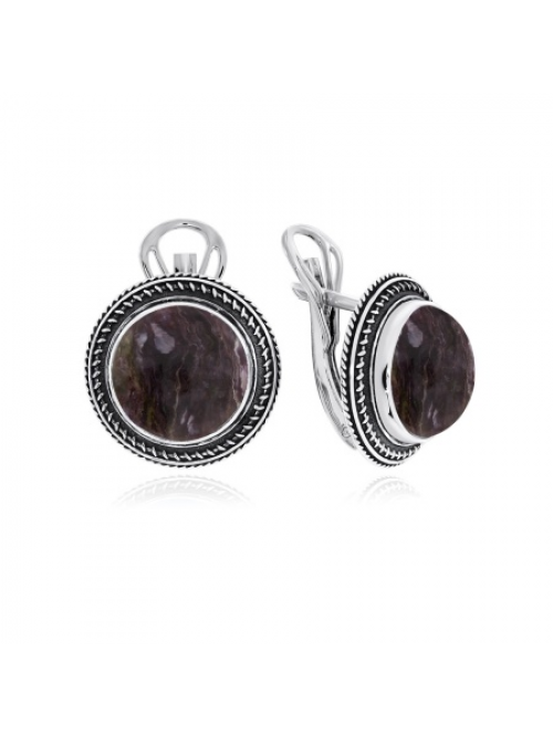 Серьги из серебра с чароитами
