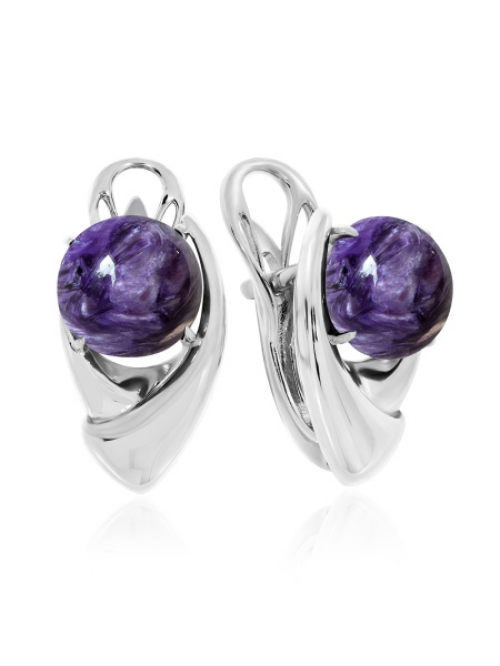 Серьги из серебра с чароитами