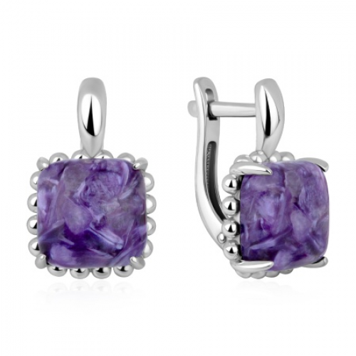 Серьги из серебра с чароитами