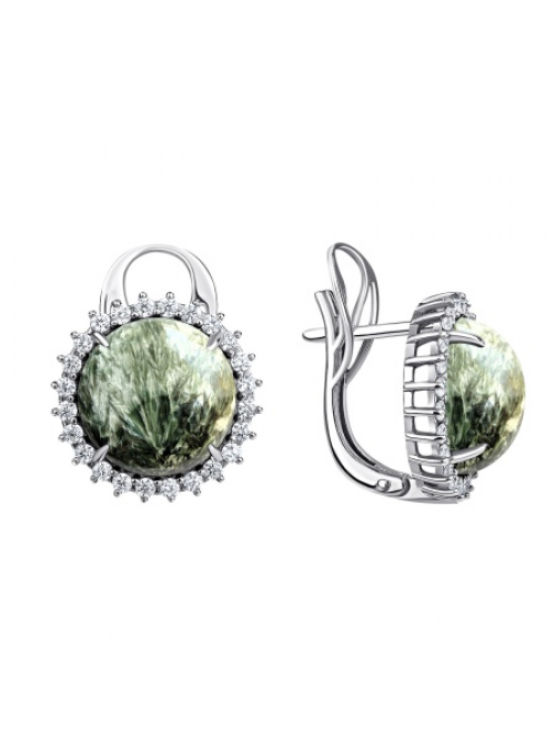 Серьги из серебра с серафинитом