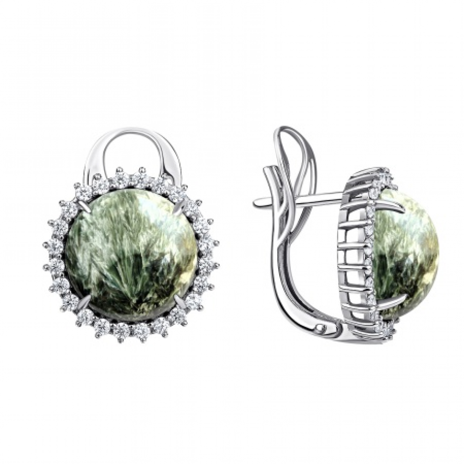 Серьги из серебра с серафинитом