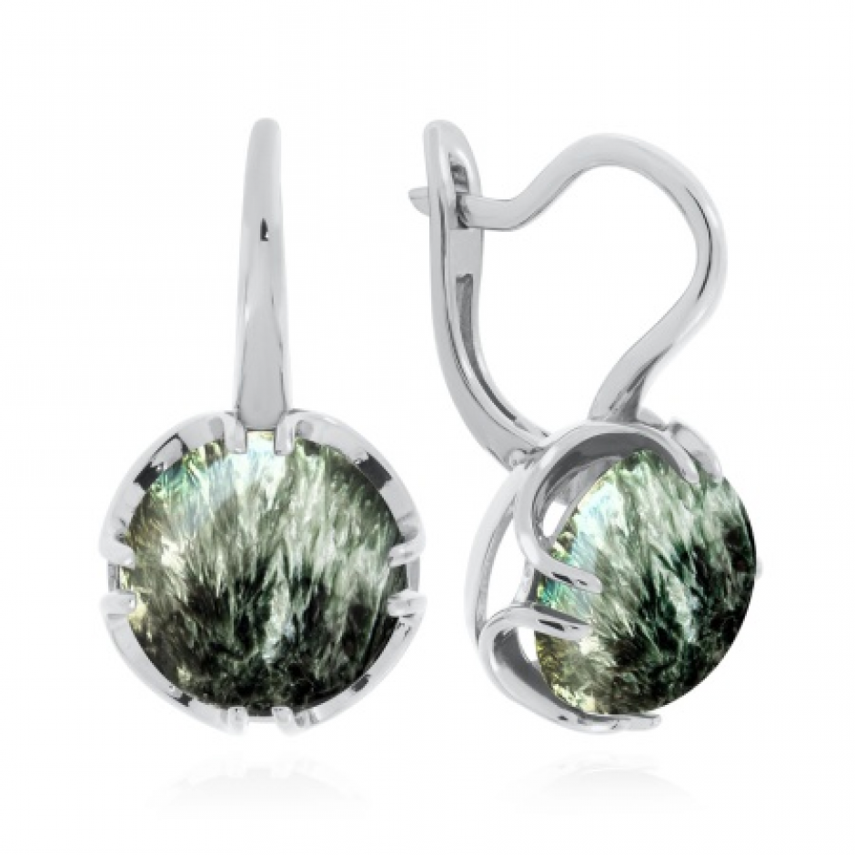 Серьги из серебра с серафинтом Серьги из серебра с серафинтом