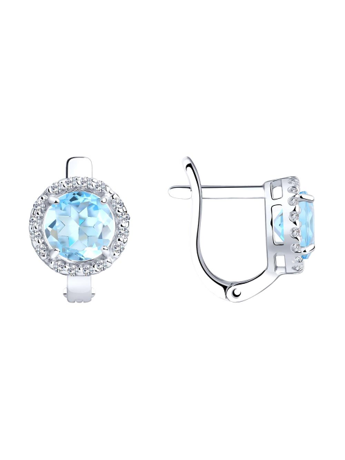 Серьги из серебра с топазом