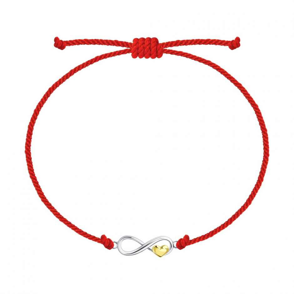 Браслет красная нить  серебро Любовь