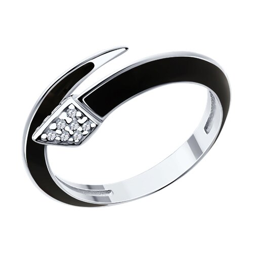 Серебряное кольцо с фианитом и эмалью
