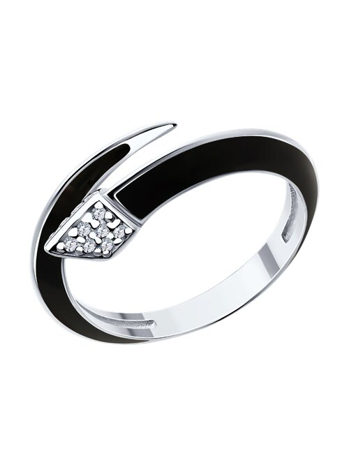 Серебряное кольцо с фианитом и эмалью