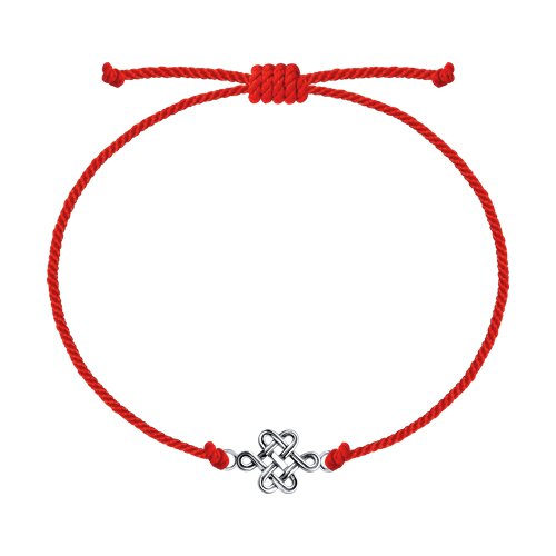 Текстильный шнурок " Узел счастья" из черненого серебра