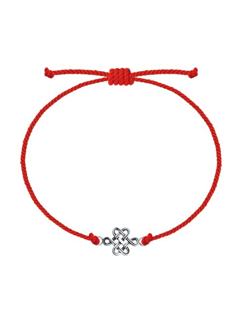 Текстильный шнурок " Узел счастья" из черненого серебра Текстильный шнурок " Узел счастья" из черненого серебра