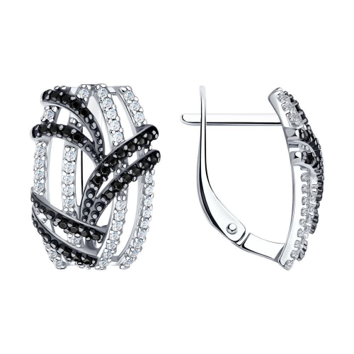 Серьги из серебра с фианитами