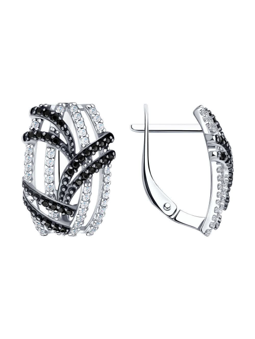 Серьги из серебра с фианитами