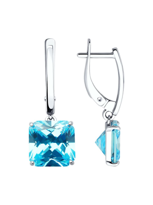 Серьги из серебра с фианитами