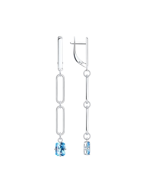 Серьги из серебра с фианитами