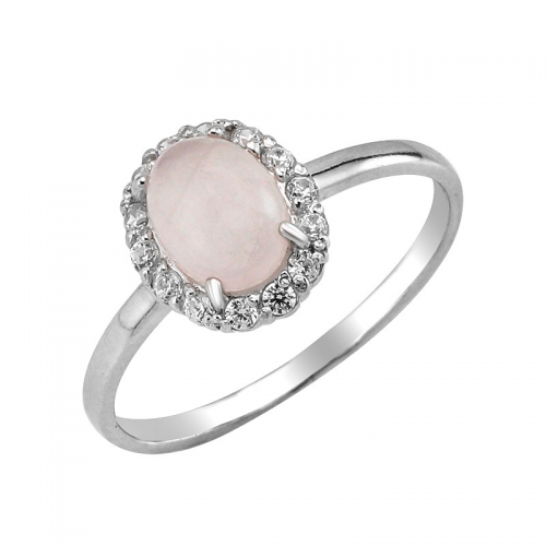 Кольцо с розовым кварцем.