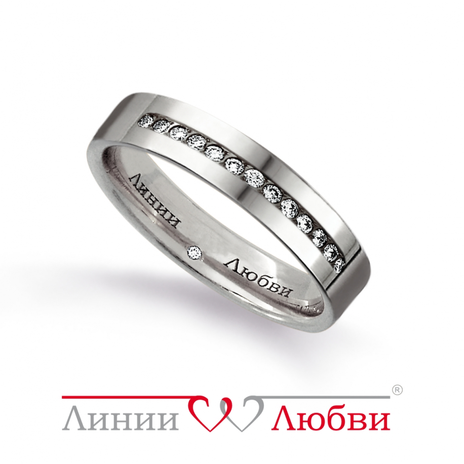 Кольцо обручальное из золота с бриллиантами