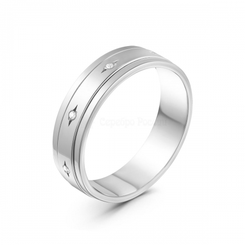 Кольцо с крутящимся элементом из серебра с фианитами