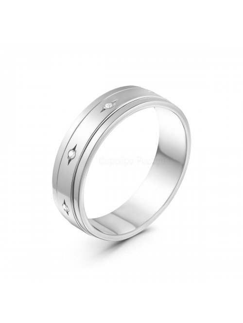 Кольцо с крутящимся элементом из серебра с фианитами