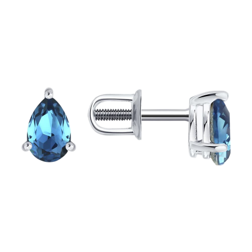 Серебряные серьги с ювелирным кристаллом