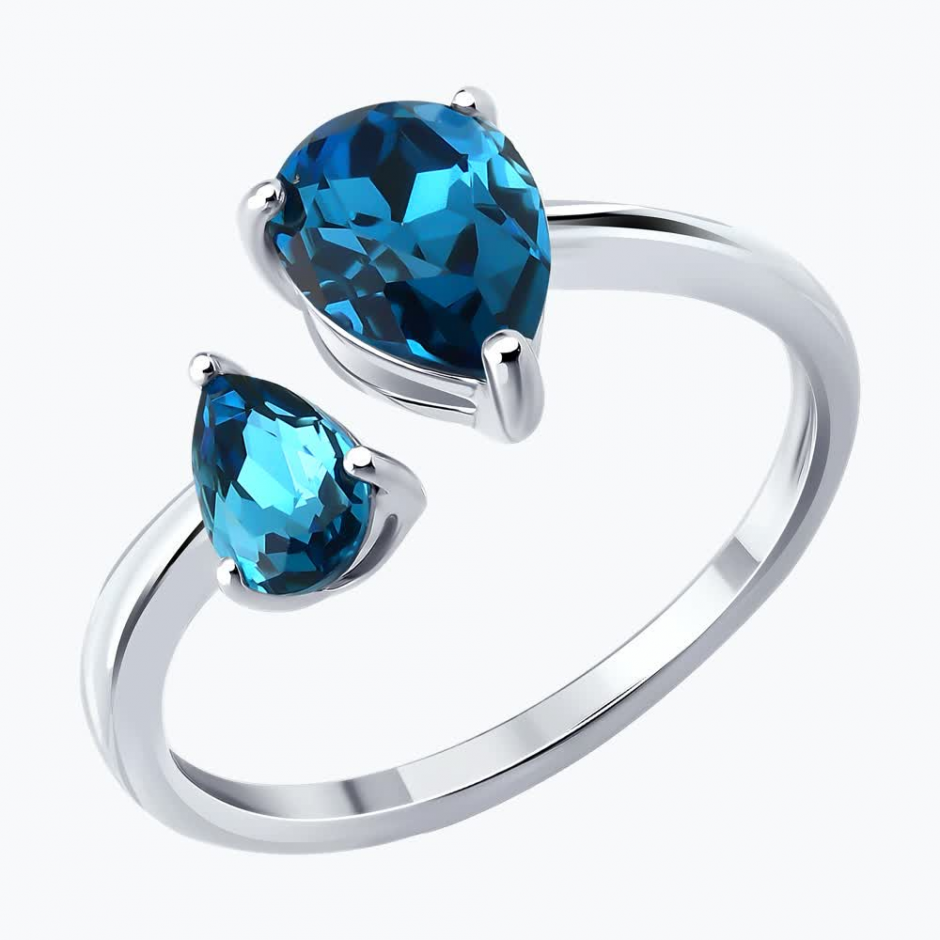 Кольцо из серебра с кристаллами