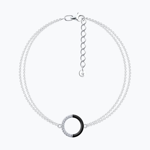 Браслет из серебра с фианитами и эмалью