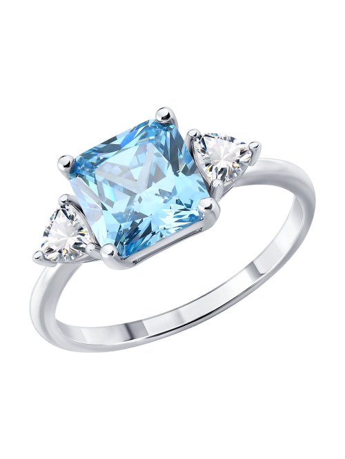 Кольцо из серебра с фианитом