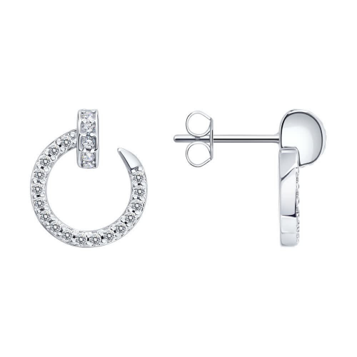 Серьги из серебра с фианитом