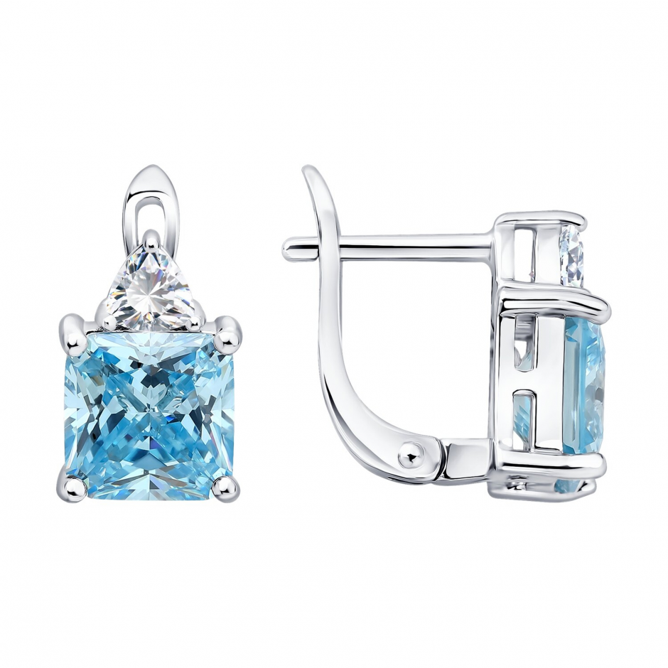 Серьги из серебра с фианитами