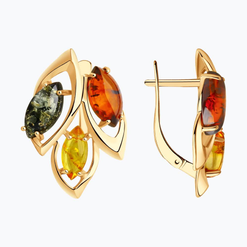 Серьги из серебра с янтарем