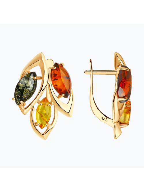 Серьги из серебра с янтарем